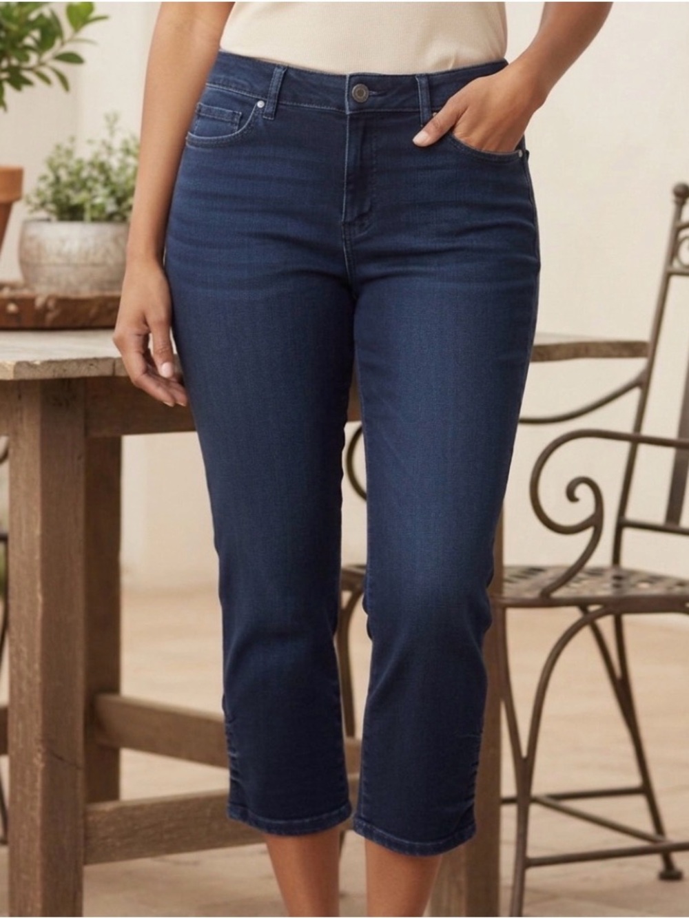 CROFT & BARROW Stretch Skimmer Cropped Jeans, Women’s 10, Dark Wash Blue